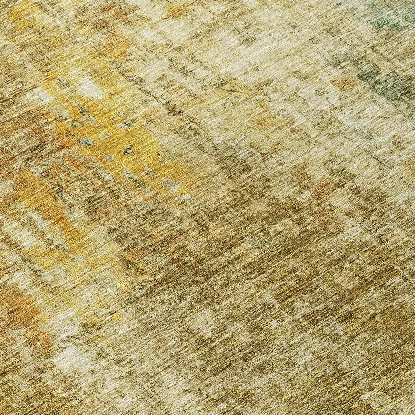 Brown Beige And Gold Abstract Washable Indoor Outdoor Area Rug Photo 7