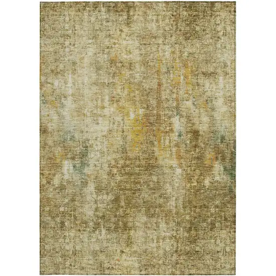 Brown Beige And Gold Abstract Washable Indoor Outdoor Area Rug Photo 6