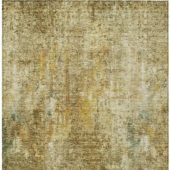 Brown Beige And Gold Abstract Washable Indoor Outdoor Area Rug Photo 5