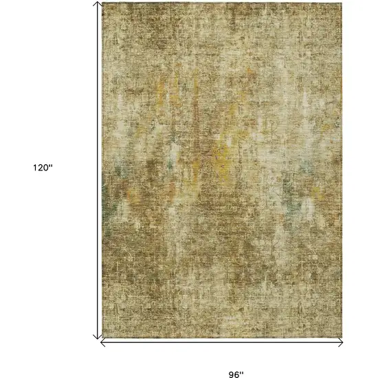 Brown Beige And Gold Abstract Washable Indoor Outdoor Area Rug Photo 3