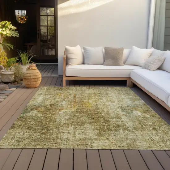 Brown Beige And Gold Abstract Washable Indoor Outdoor Area Rug Photo 7