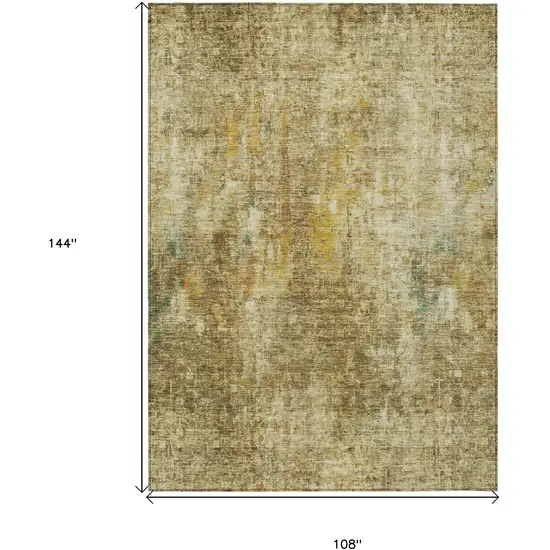 Brown Beige And Gold Abstract Washable Indoor Outdoor Area Rug Photo 3