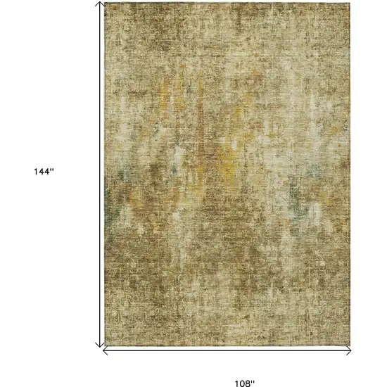 Brown Beige And Gold Abstract Washable Indoor Outdoor Area Rug Photo 3