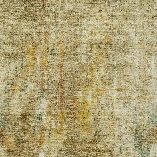 Brown Beige And Gold Abstract Washable Indoor Outdoor Area Rug Photo 5