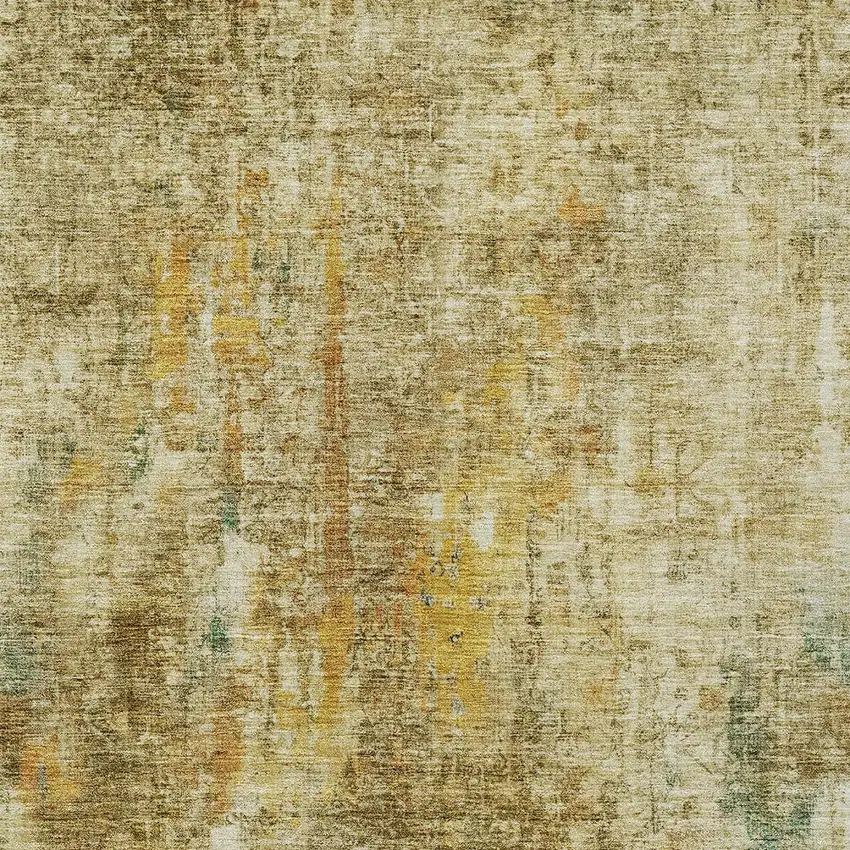 Brown Beige And Gold Abstract Washable Indoor Outdoor Area Rug Photo 5