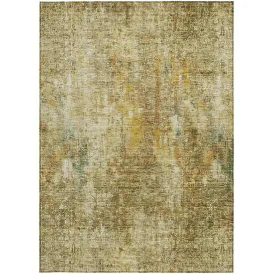 Brown Beige And Gold Abstract Washable Indoor Outdoor Area Rug Photo 6