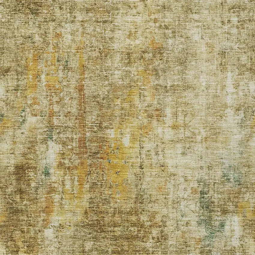 Brown Beige And Gold Abstract Washable Indoor Outdoor Area Rug Photo 5