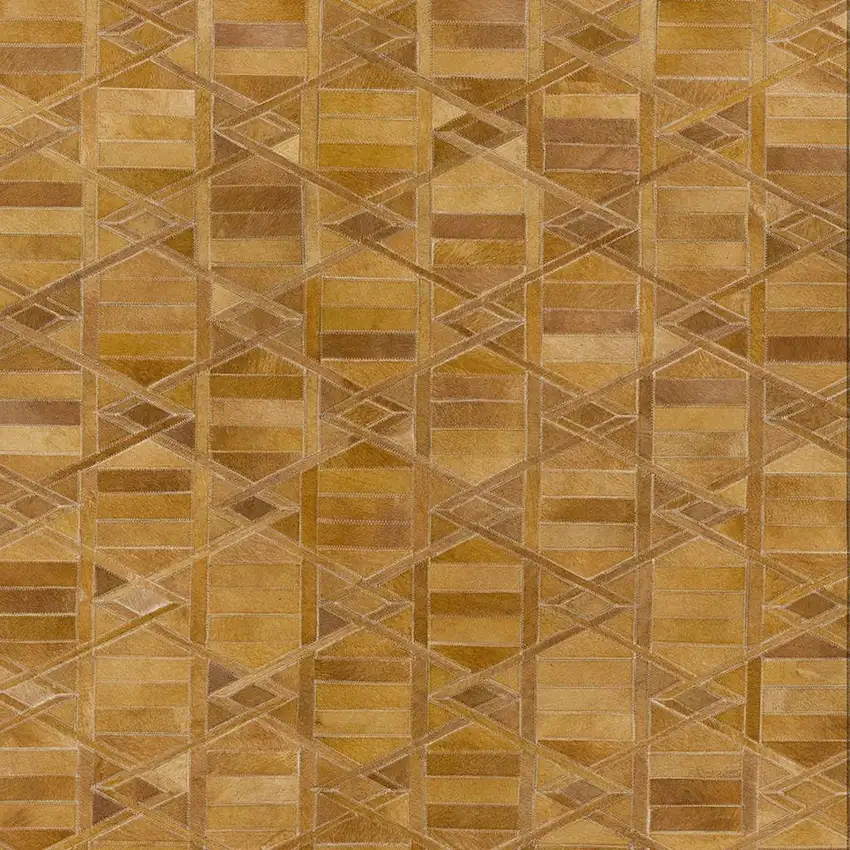 Brown Beige And Gold Geometric Washable Area Rug With UV Protection Photo 4