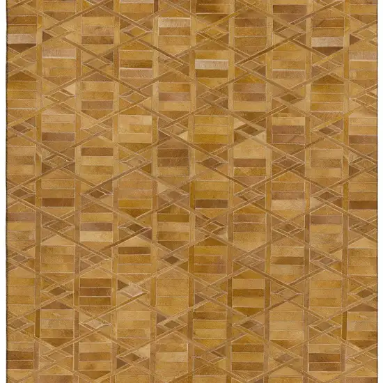 Brown Beige And Gold Geometric Washable Area Rug With UV Protection Photo 5
