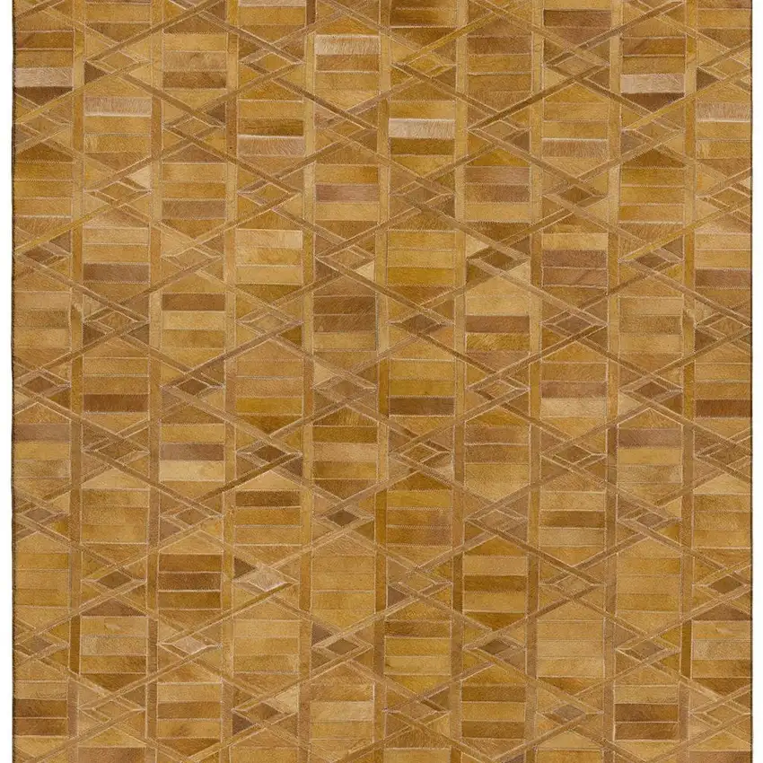 Brown Beige And Gold Geometric Washable Area Rug With UV Protection Photo 5