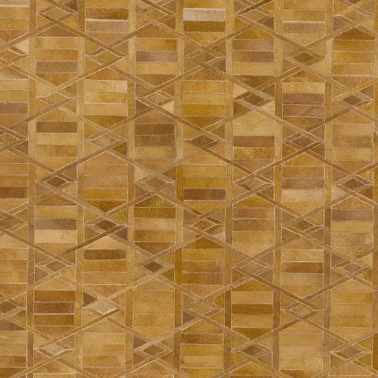 Brown Beige And Gold Geometric Washable Area Rug With UV Protection Photo 4