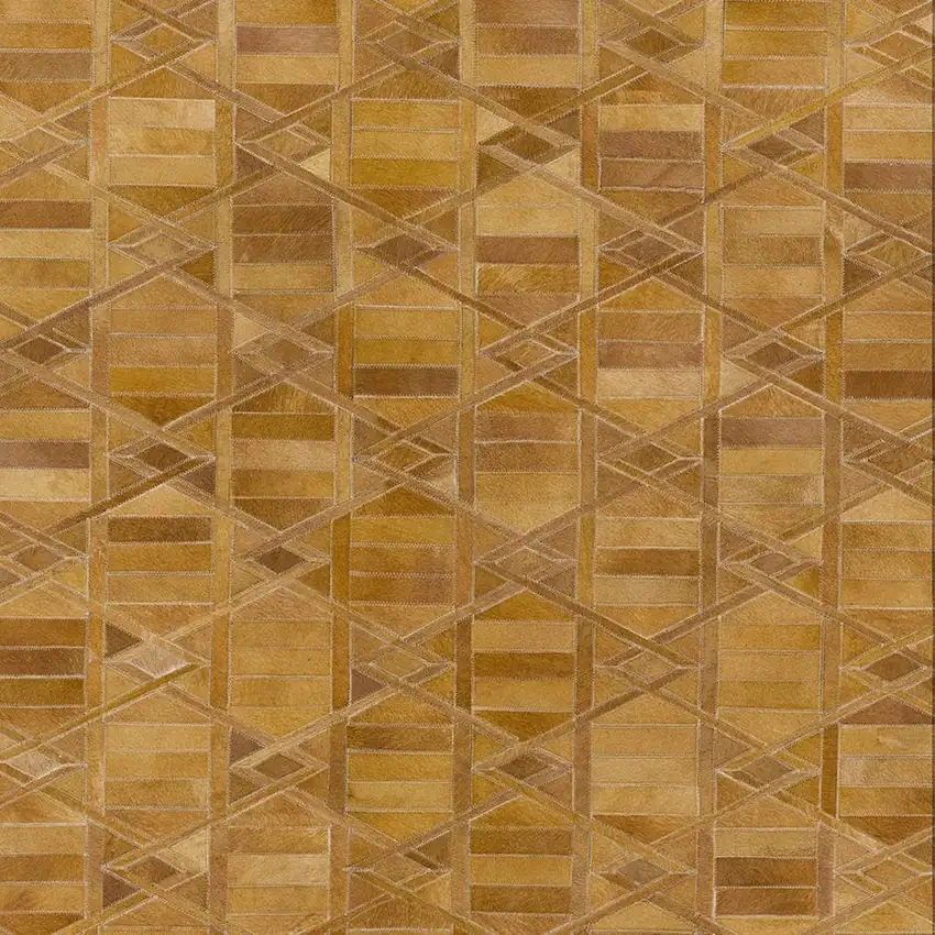 Brown Beige And Gold Geometric Washable Area Rug With UV Protection Photo 4