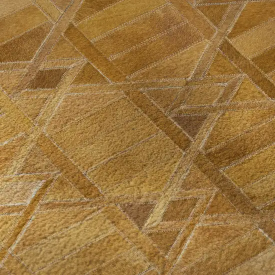 Brown Beige And Gold Geometric Washable Area Rug With UV Protection Photo 9