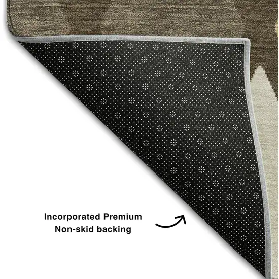 Brown Beige And Gold Geometric Washable Area Rug With UV Protection Photo 6