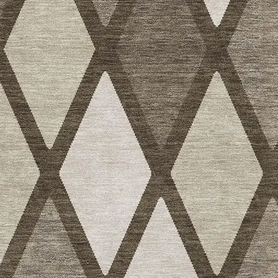 Brown Beige And Gold Geometric Washable Area Rug With UV Protection Photo 3