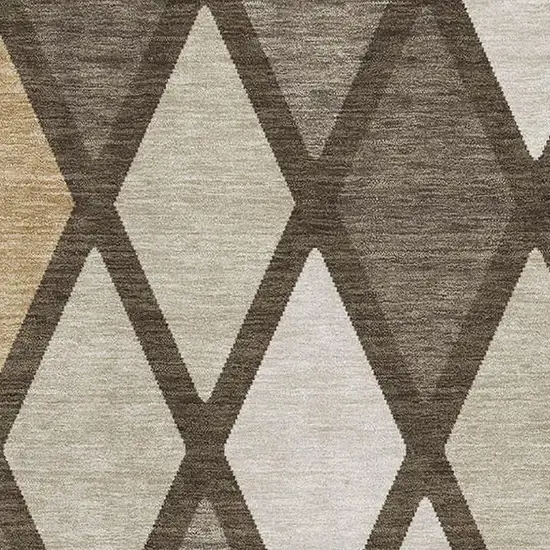 Brown Beige And Gold Geometric Washable Area Rug With UV Protection Photo 3