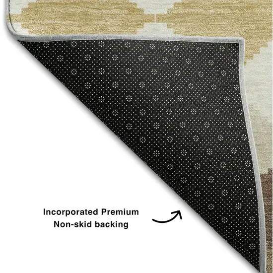Brown Beige And Gold Geometric Washable Area Rug With UV Protection Photo 6