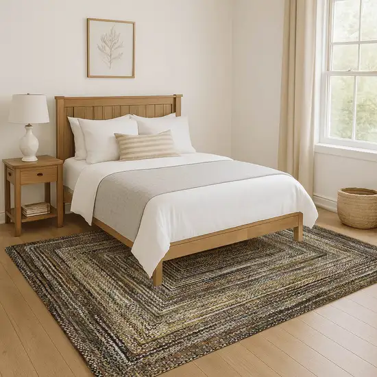 Brown Beige And Gold Geometric Washable Area Rug With UV Protection Photo 5