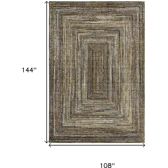 Brown Beige And Gold Geometric Washable Area Rug With UV Protection Photo 9