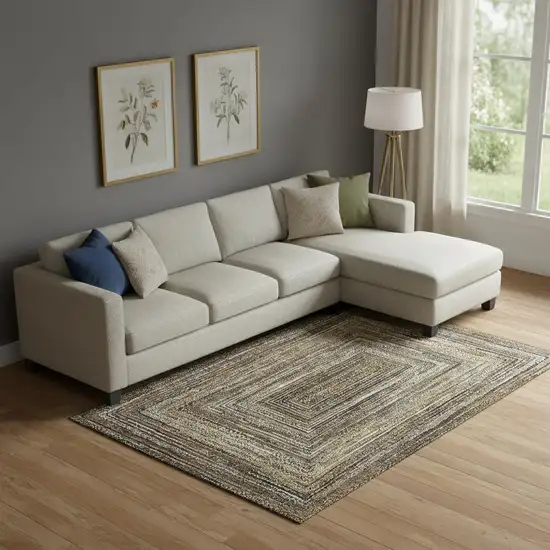 Brown Beige And Gold Geometric Washable Area Rug With UV Protection Photo 2