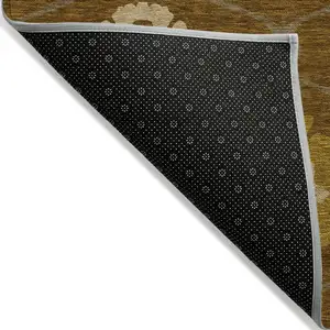 Photo of Brown Beige And Gold Medallion Washable Indoor Outdoor Area Rug