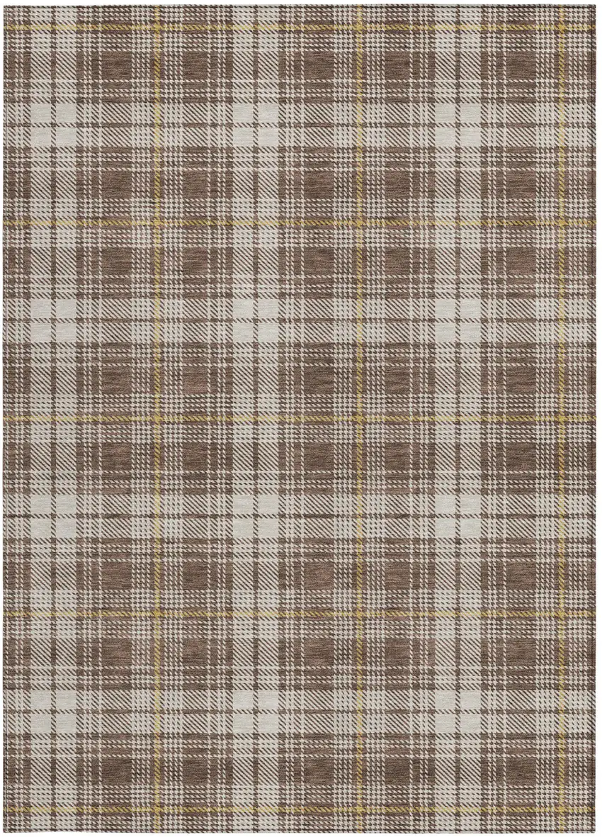 Brown Beige And Gold Plaid Washable Indoor Outdoor Area Rug Photo 7