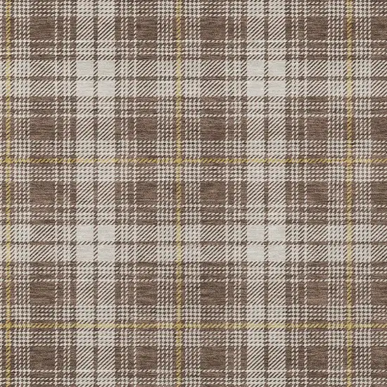 Brown Beige And Gold Plaid Washable Indoor Outdoor Area Rug Photo 6