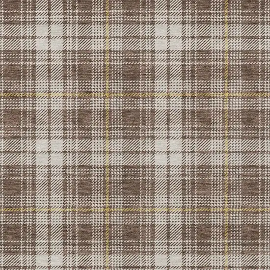 Brown Beige And Gold Plaid Washable Indoor Outdoor Area Rug Photo 6