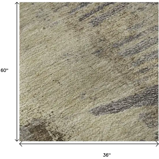 Brown Beige And Gray Abstract Washable Area Rug With UV Protection Photo 9