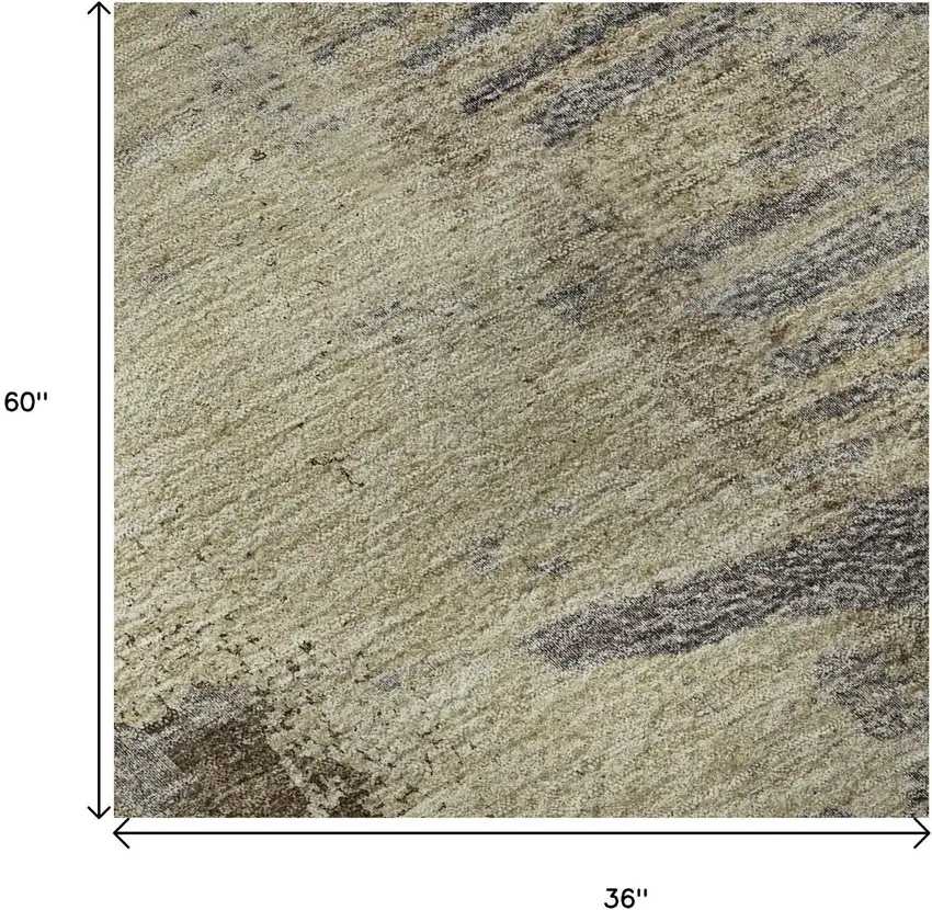Brown Beige And Gray Abstract Washable Area Rug With UV Protection Photo 9