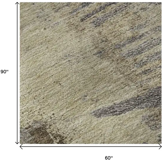 Brown Beige And Gray Abstract Washable Area Rug With UV Protection Photo 8