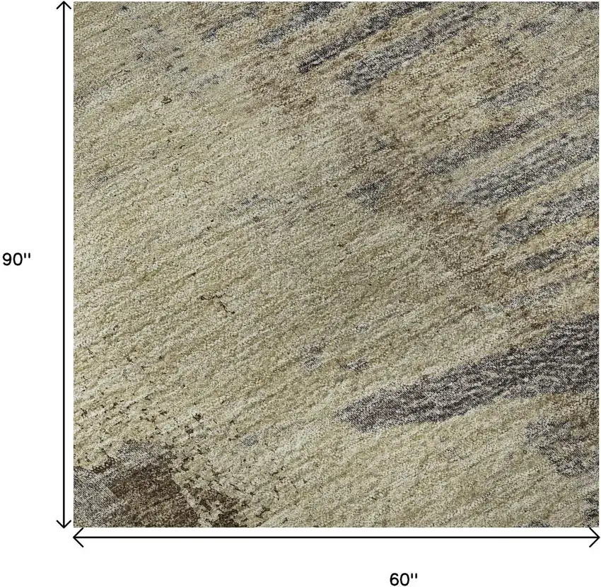 Brown Beige And Gray Abstract Washable Area Rug With UV Protection Photo 8