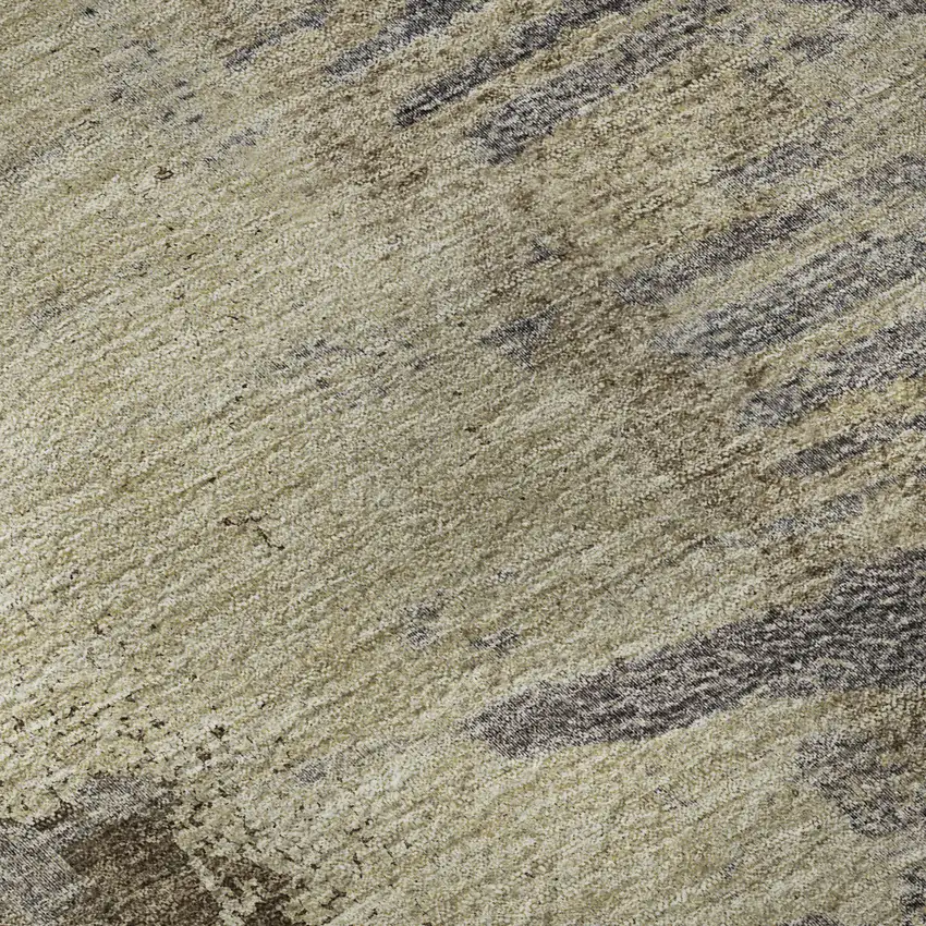 Brown Beige And Gray Abstract Washable Area Rug With UV Protection Photo 1