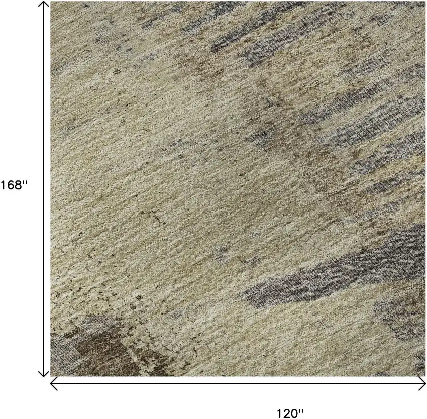 Brown Beige And Gray Abstract Washable Area Rug With UV Protection Photo 8