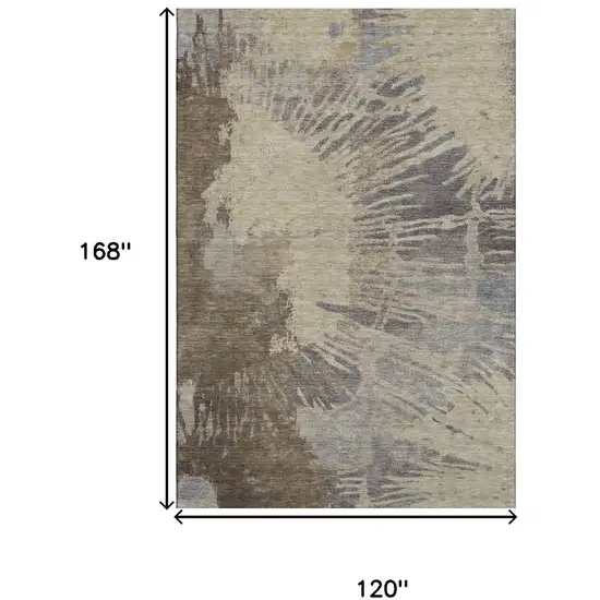 Brown Beige And Gray Abstract Washable Area Rug With UV Protection Photo 3