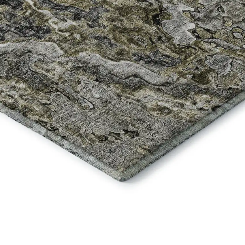 Brown Beige And Gray Abstract Washable Area Rug With UV Protection Photo 7
