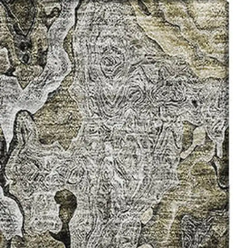 Brown Beige And Gray Abstract Washable Area Rug With UV Protection Photo 3