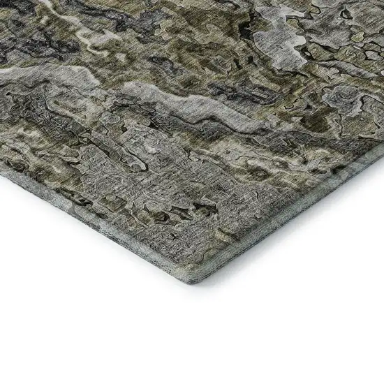Brown Beige And Gray Abstract Washable Area Rug With UV Protection Photo 8