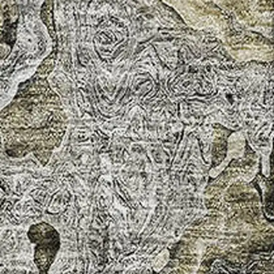 Brown Beige And Gray Abstract Washable Area Rug With UV Protection Photo 3