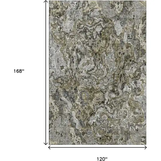 Brown Beige And Gray Abstract Washable Area Rug With UV Protection Photo 3