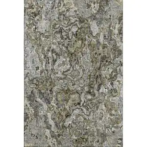 Photo of Brown Beige And Gray Abstract Washable Area Rug With UV Protection