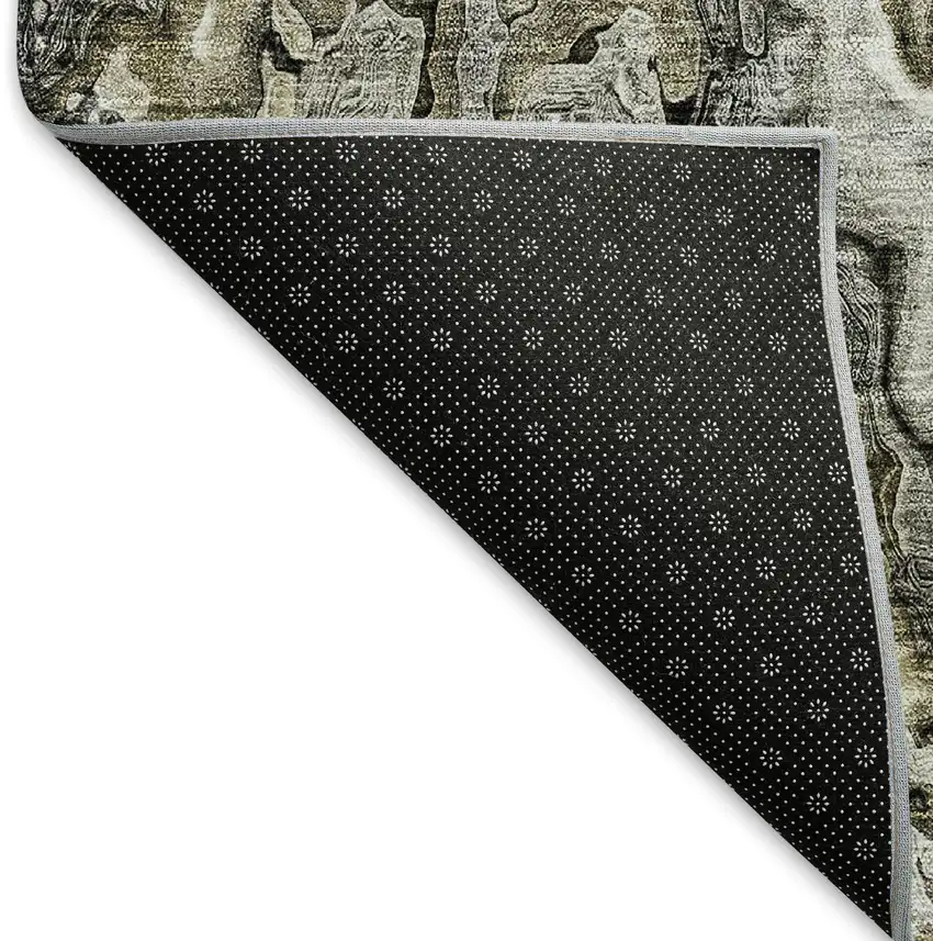 Brown Beige And Gray Abstract Washable Area Rug With UV Protection Photo 7