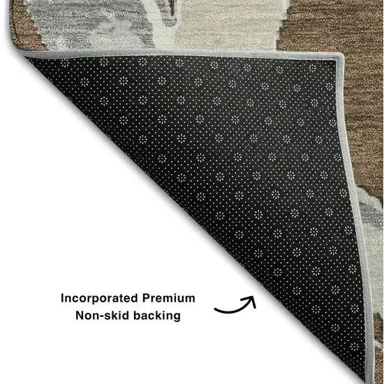 Brown Beige And Gray Abstract Washable Area Rug With UV Protection Photo 6