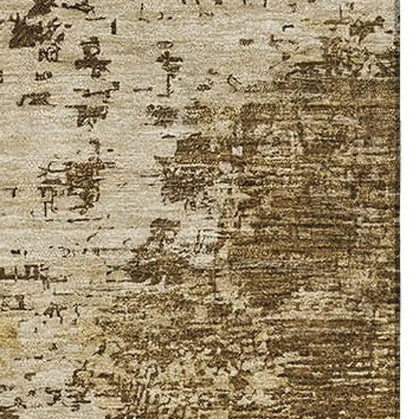 Brown Beige And Gray Abstract Washable Area Rug With UV Protection Photo 2