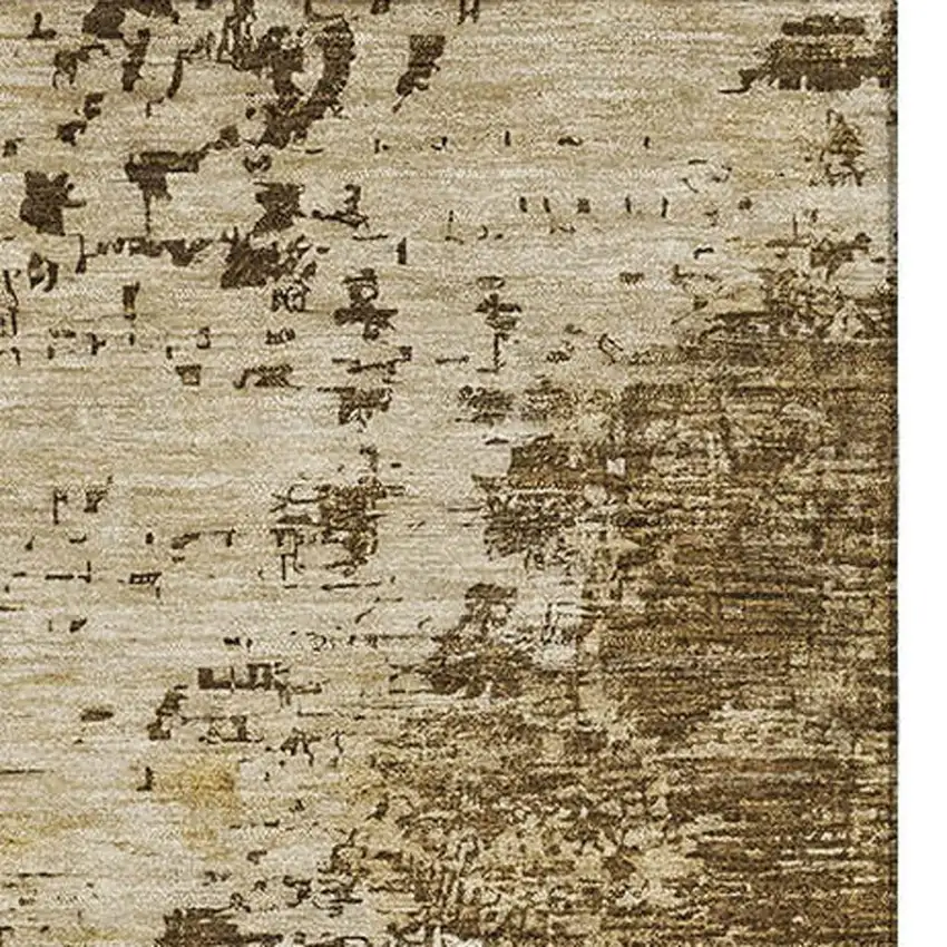 Brown Beige And Gray Abstract Washable Area Rug With UV Protection Photo 3