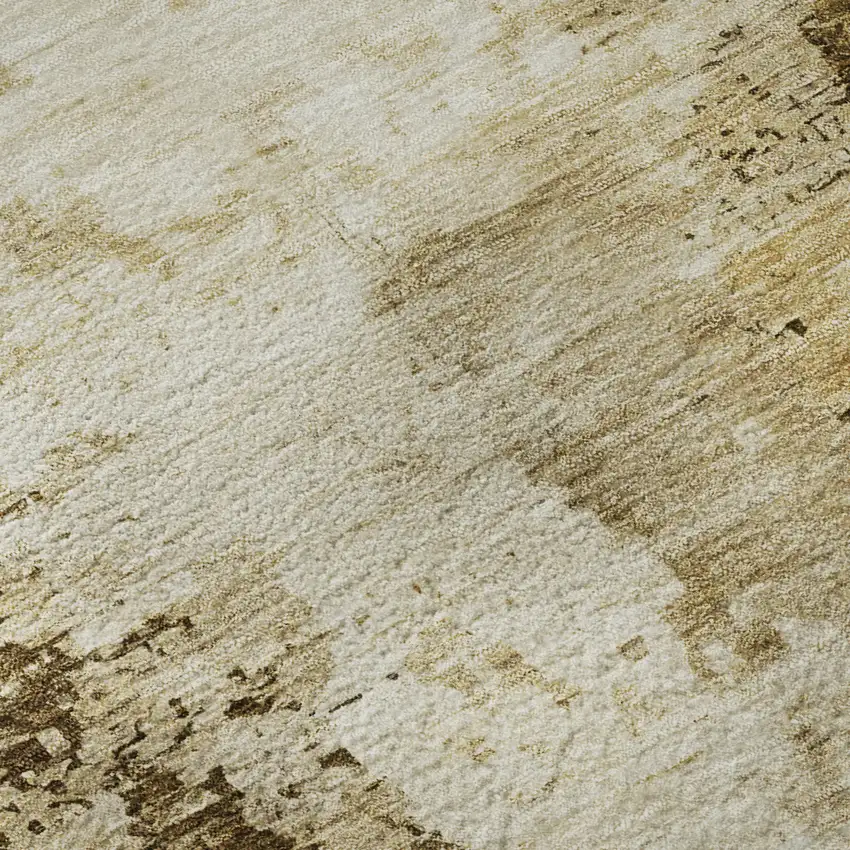 Brown Beige And Gray Abstract Washable Area Rug With UV Protection Photo 9