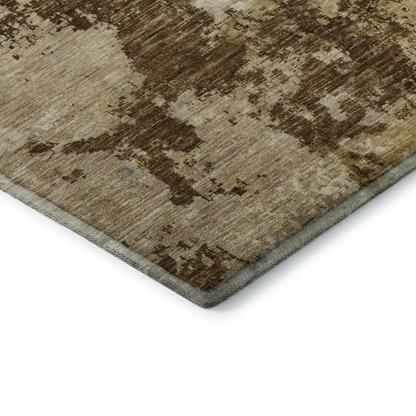 Brown Beige And Gray Abstract Washable Area Rug With UV Protection Photo 6