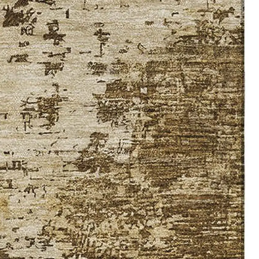 Brown Beige And Gray Abstract Washable Area Rug With UV Protection Photo 2