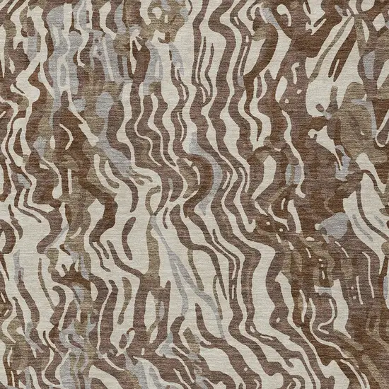 Brown Beige And Gray Abstract Washable Indoor Outdoor Area Rug Photo 6