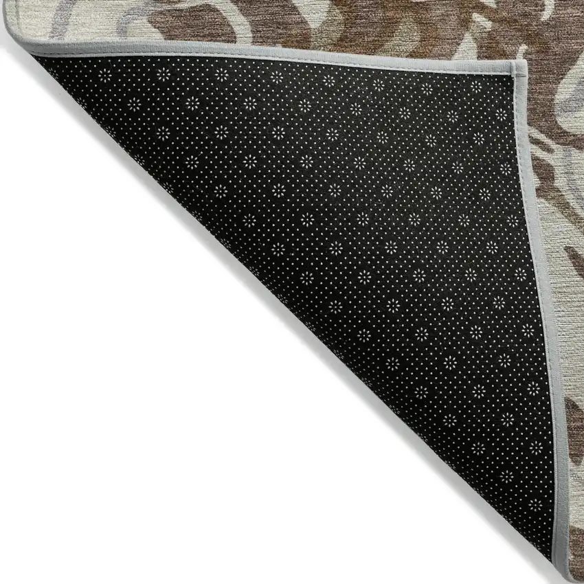 Brown Beige And Gray Abstract Washable Indoor Outdoor Area Rug Photo 4